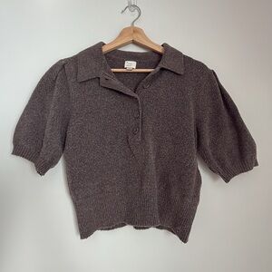 A New Day XS Brown Short Sleeve Knit Sweater Blouse